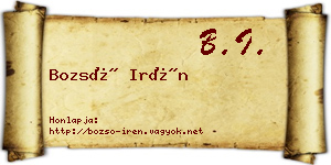 Bozsó Irén névjegykártya