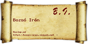 Bozsó Irén névjegykártya